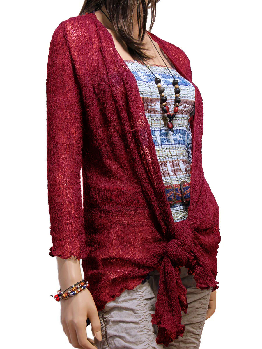 Cardigan estivo da donna di colore rosso