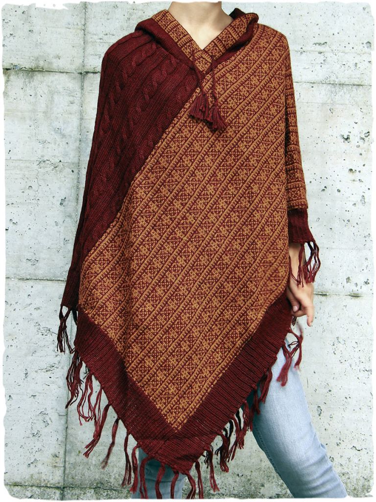 Poncho donna invernale in lana d'alpaca Zelda - La Mamita