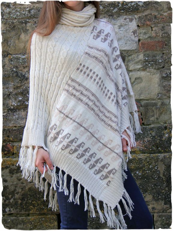 Poncho donna invernale in lana d'alpaca Zelda - La Mamita